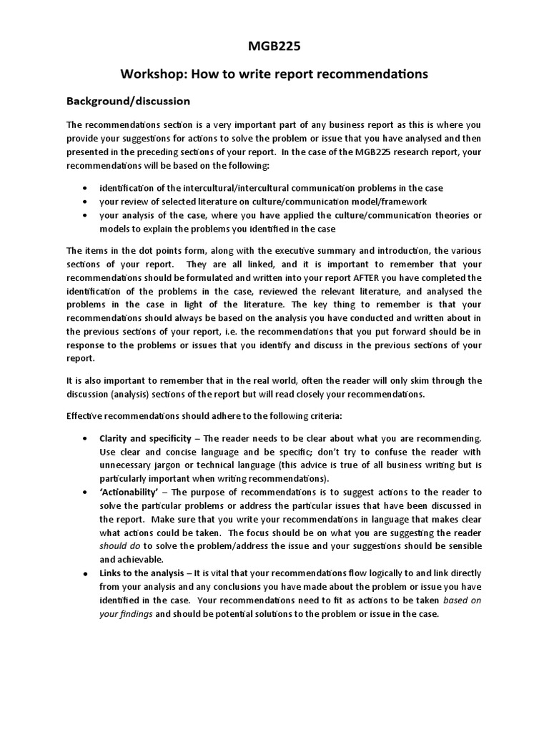 How To Write Report Recommendations | PDF | Marketing Strategy | Brand