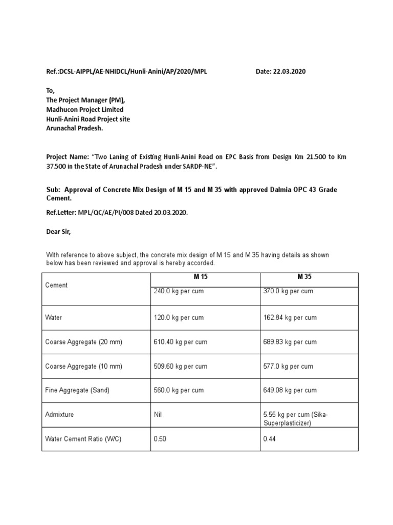 Concrete Mix Design M15 M35 PDF Concrete Chemistry