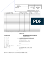 Grade Sheet: Document Type: Document Code Revision No. Effective Date
