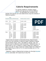 Estimated Calorie Requirements