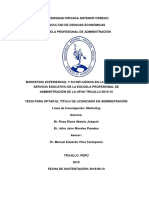 2019 - Marketing Experiencial y Su Influencia en La Demanda Del Servicio Educativo de La Escuela Profesional de Administración de La UPAO Trujillo 2019