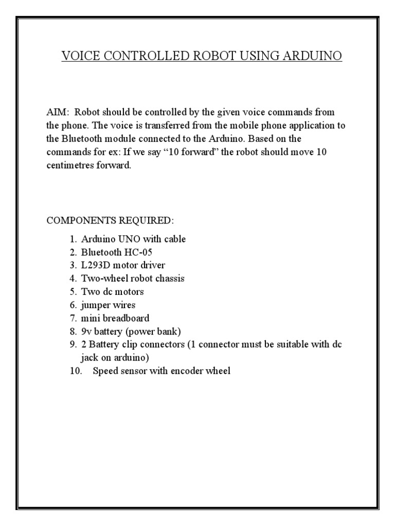 Voice Controlled Robot Using Arduino | PDF | Arduino | Bluetooth