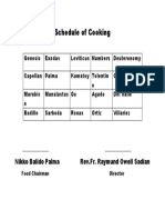 Schedule of Cooking