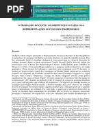 O Trabalho Docente: Os Objetivos E O Papel Nas Representações Sociais Dos Professores