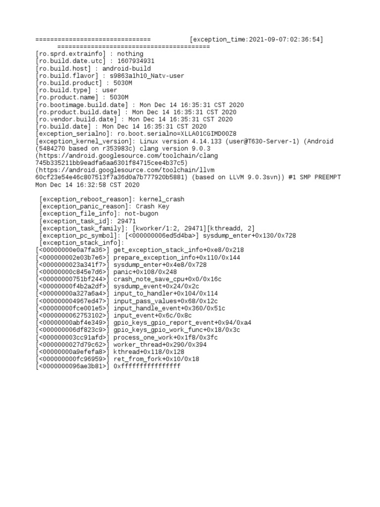 Android Kernel Crash Report | PDF