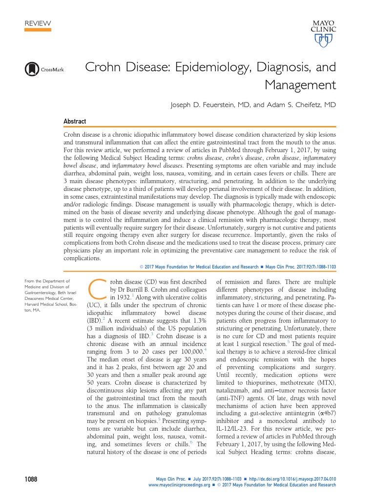 Crohn Disease Epidemiology, Diagnosis, and Management Review PDF