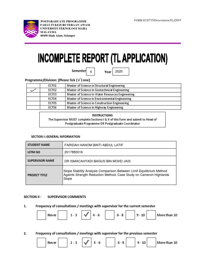 Incomplete Report (TL Application) (ECD735) | PDF | Postgraduate ...