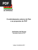 Jerónimo de Sousa  - endividamento externo - 5/4/11
