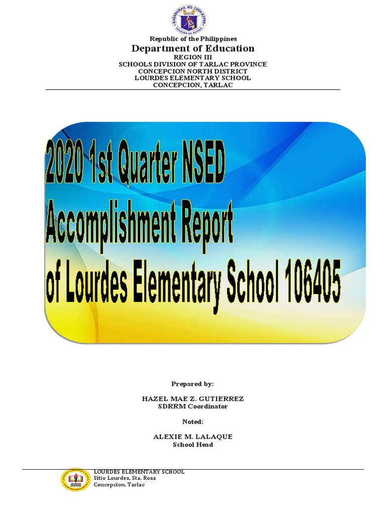 Lourdes Elementary 1st Quarter NSED Report | PDF | Educational ...