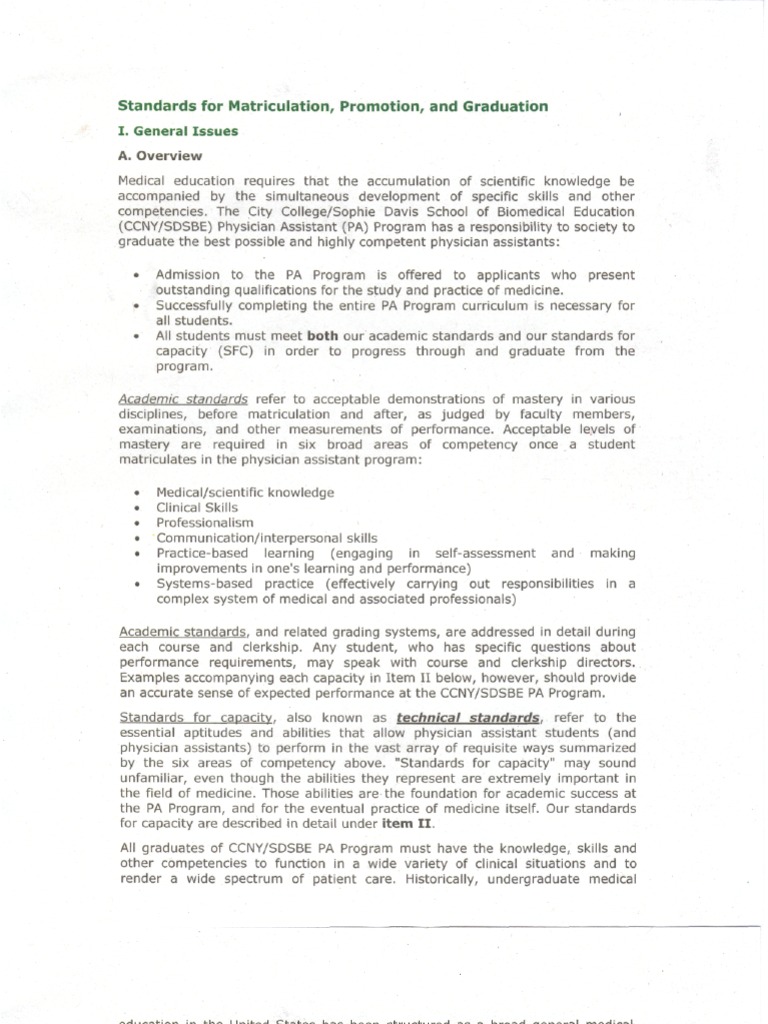 Standards For Matriculation | PDF | Disability | Physical Examination