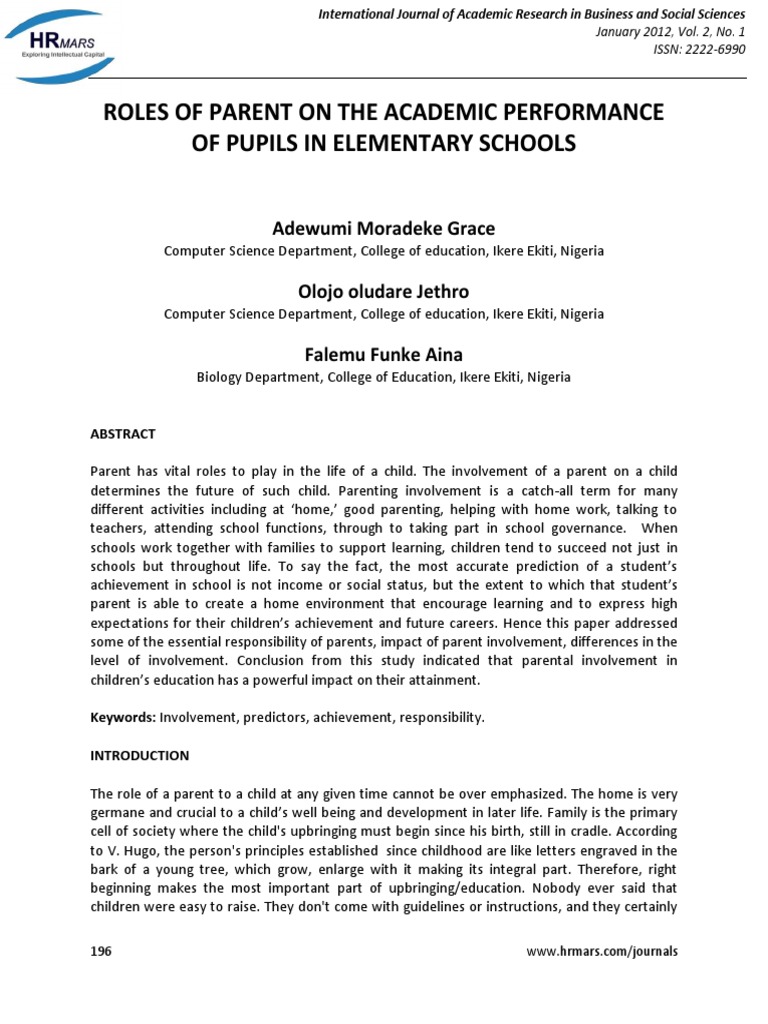 Parent Roles in Pupils' Academic Success | PDF | Teachers ...