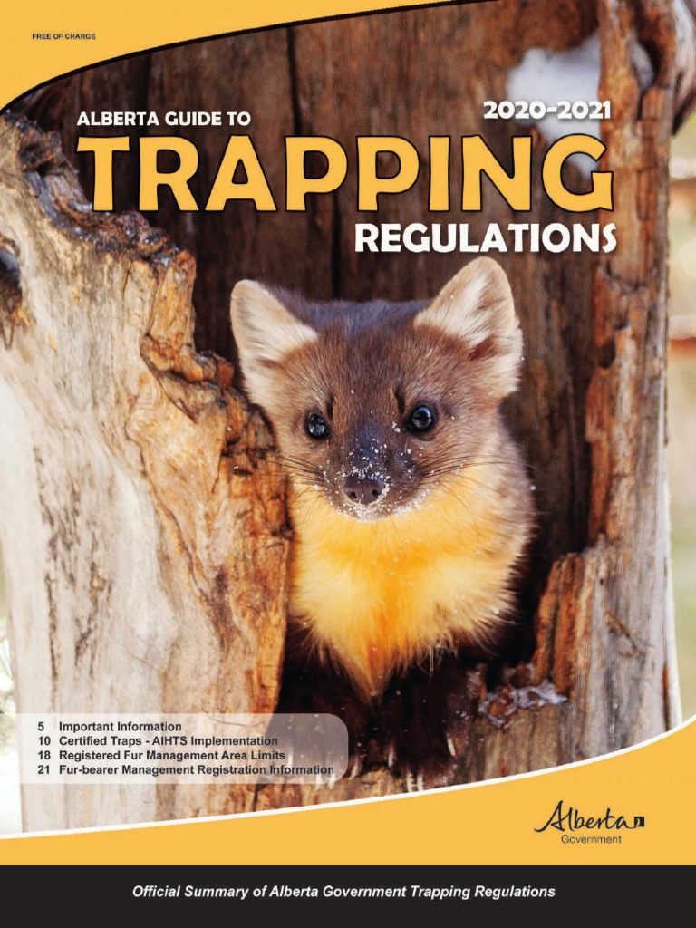 Alberta Guide To Trapping Regulations 1 PDF Trapping Wildlife