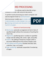 Features of Word Processing