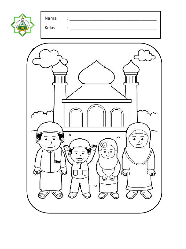 Mewarnai Gambar Masjid  PDF