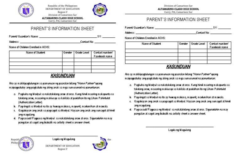 Parent's Information Sheet | PDF
