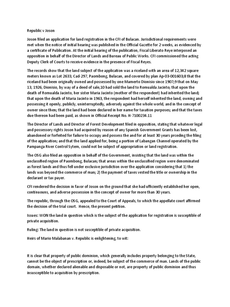 The Land in Question is Not Susceptible of Private Acquisition PDF