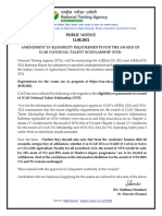PUBLIC NOTICE Amendment in Eligibility Requirements For The Award of ICAR NTS