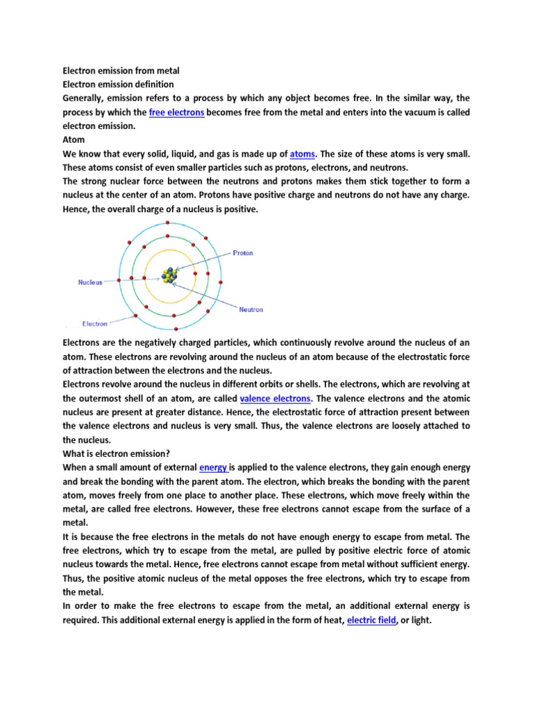 Emission of Electrons | PDF | Electron | Photoelectric Effect