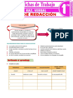 Taller de Redaccion para Primer Grado de Secundaria