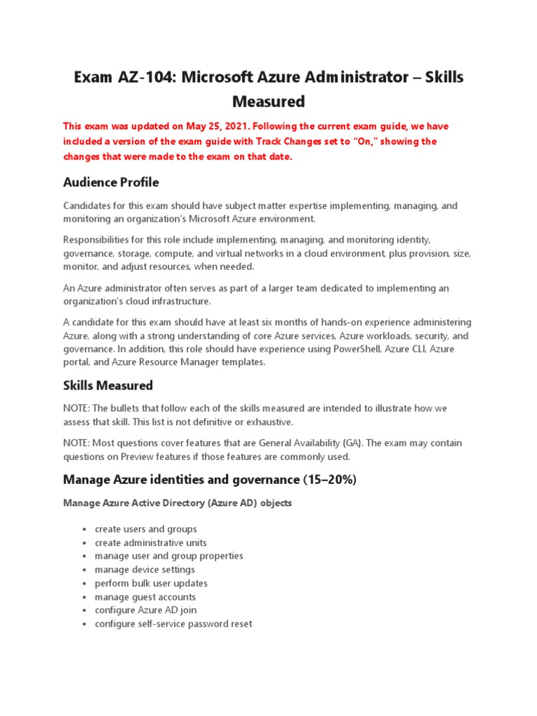 AZ-104-microsoft Azure Administrator Syllabus | PDF | Computer Network ...