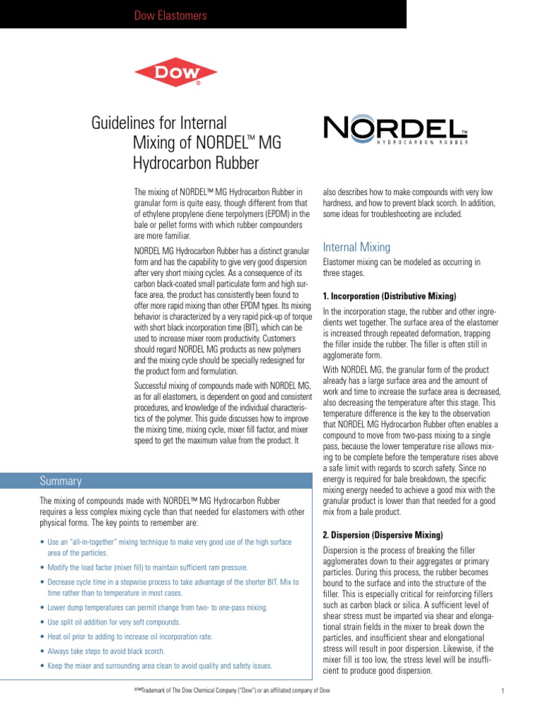 Guidelines For Internal Mixing of NORDEL PDF Viscosity Natural Rubber