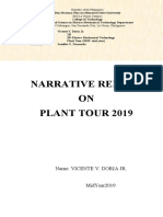Narrative Report ON Plant Tour 2019: Name: Vicente V. Doria JR