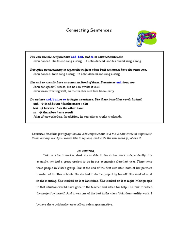 Connecting Sentences And, But So PDF