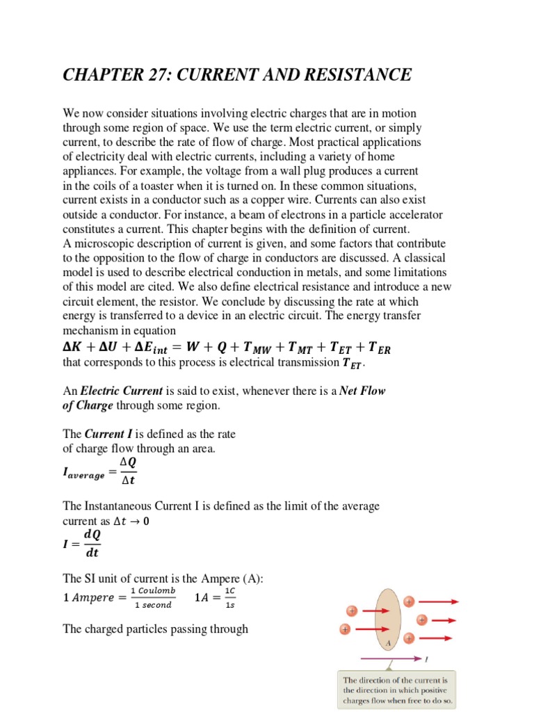 Chapter 27-Current and Resistance | PDF | Electrical Resistivity And ...