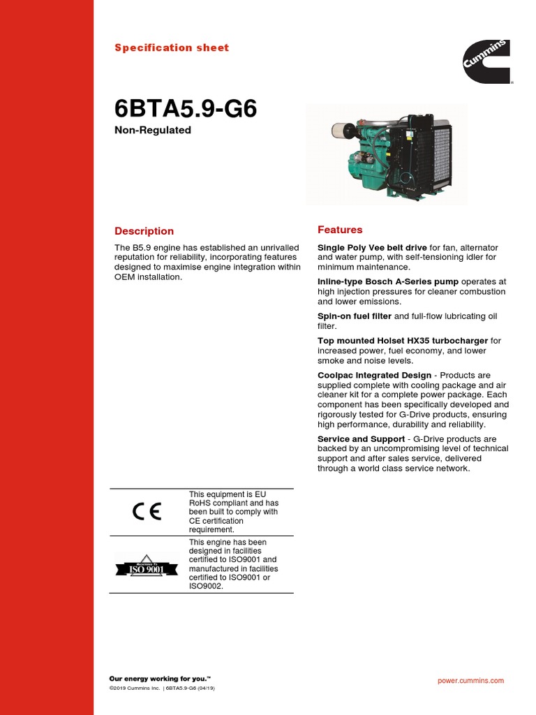 6bta5 9 G6 PDF Horsepower Engines