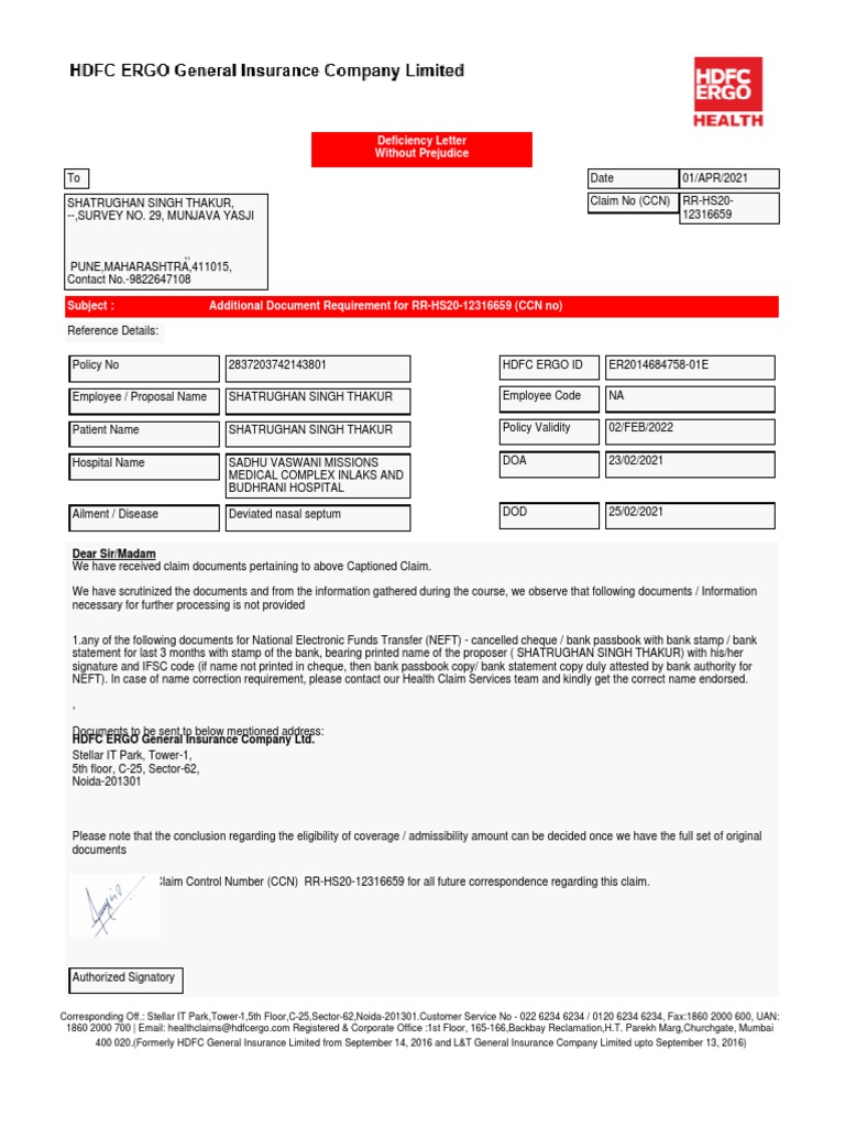 Deficiency Letter Without Prejudice: Dear Sir/Madam | PDF | Financial ...