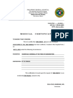Medical Certificate: The National University Hospital University of The Philippine Manila
