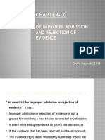 Chapter-Xi: of Improper Admission and Rejection of Evidence