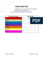 Colour Codes Task: Colour (Any Shade) Colour Code