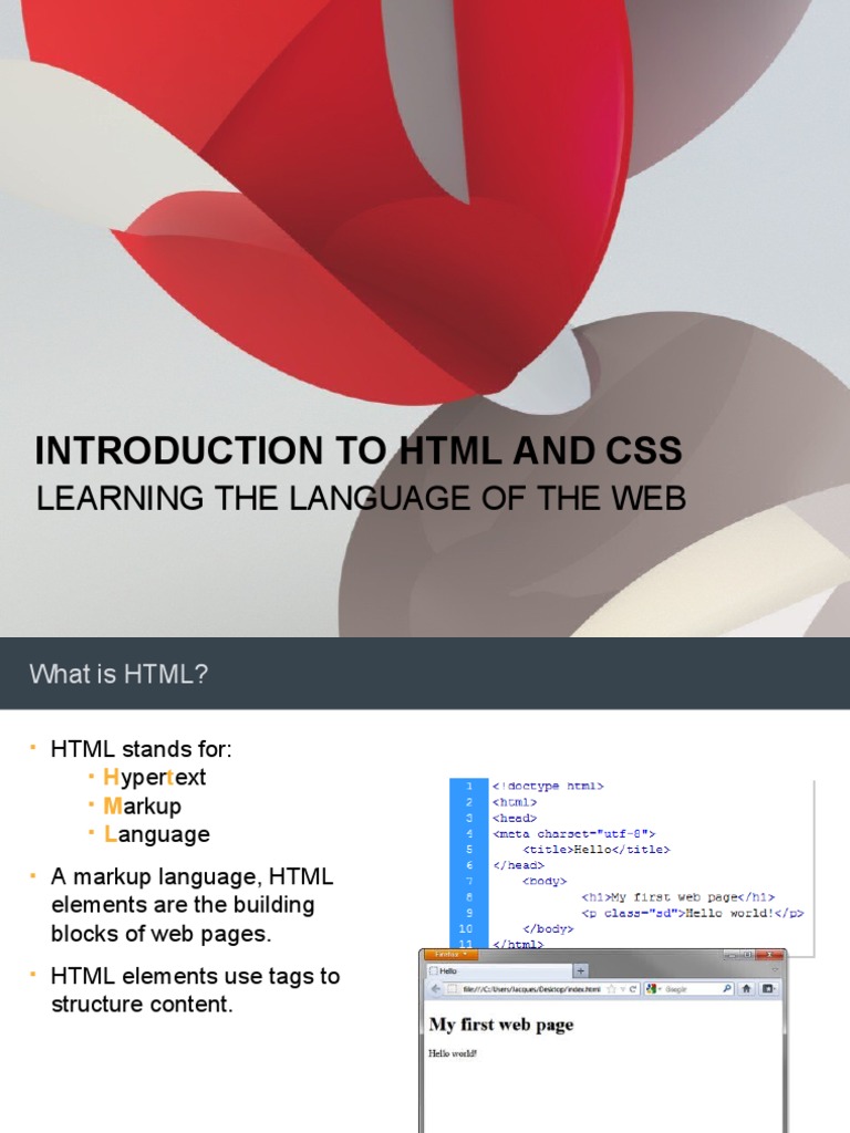 Intro HTML Css Preso 2 | Download Free PDF | Html Element | Html