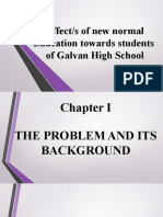 Effect/s of New Normal Education Towards Students of Galvan High School