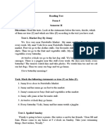 Reading Test Form 4 Semester II Directions: Read The Texts. Look at The Statements Below The Texts, Decide, Which