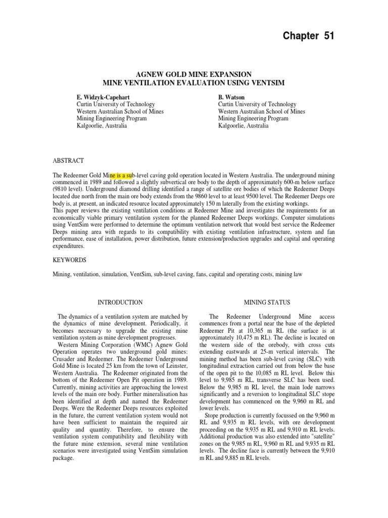 Agnew Gold Mine Expansion Using Ventsim | PDF | Mining | Ventilation ...