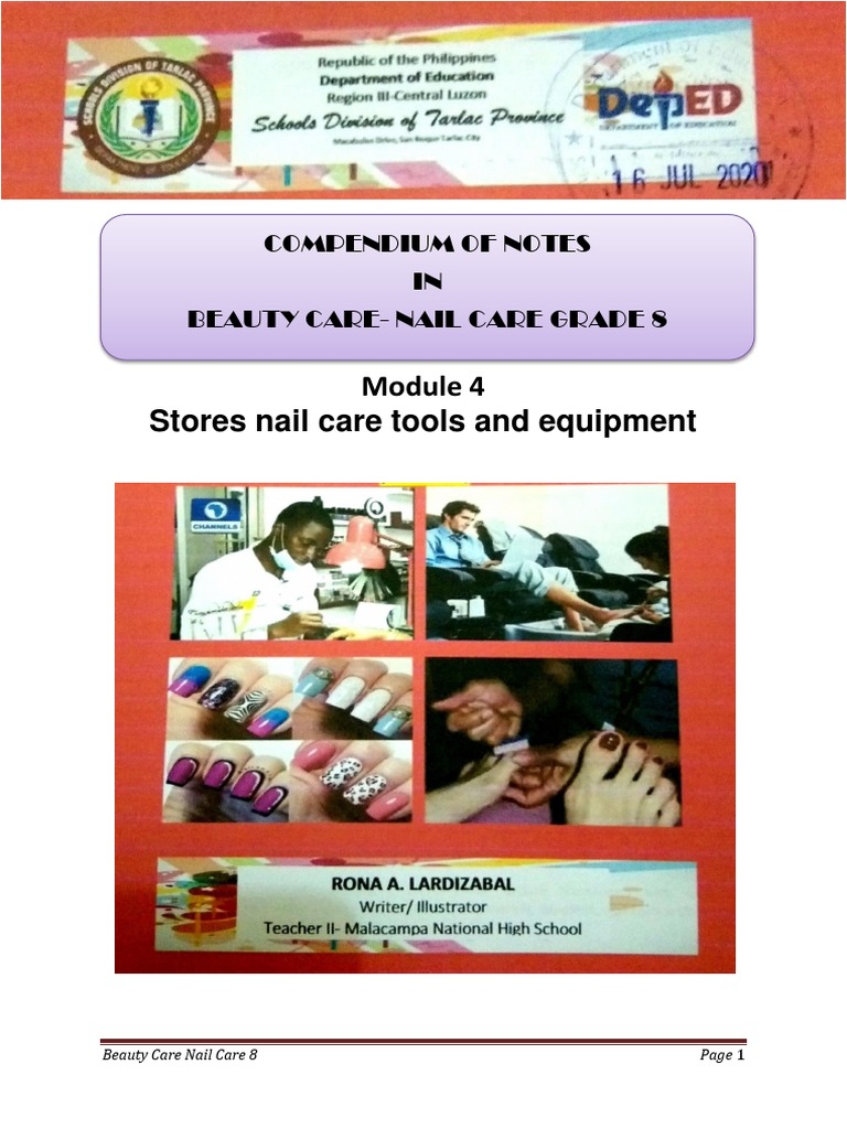Grade 8 Nail Care Module 4 Guide | PDF | Nail (Anatomy) | Personal ...