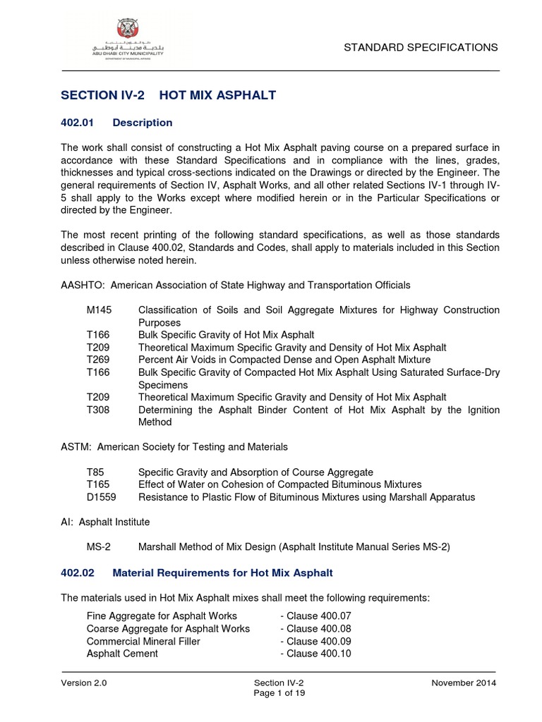 Asphalt Specs ADM | PDF | Concrete | Road Surface