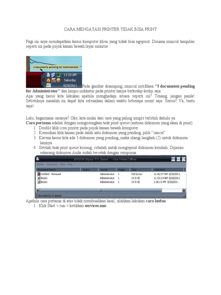 Cara Mengatasi Printer Tidak Bisa Print | PDF