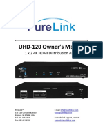 UHD-120 Owner's Manual: 1 X 2 4K HDMI Distribution Amplifier