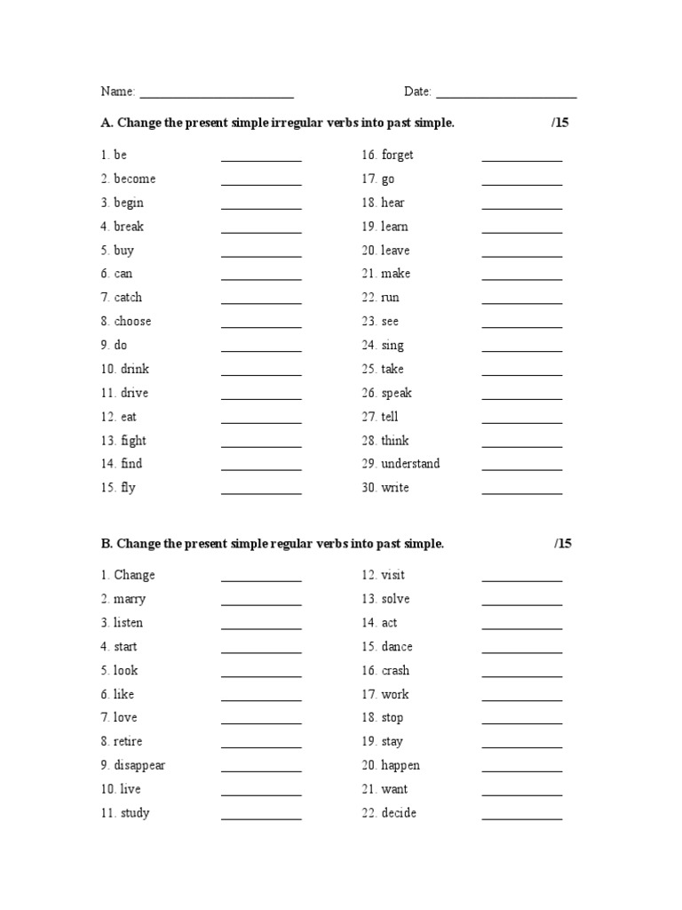 Past Simple Verb Transformation Exercises | PDF