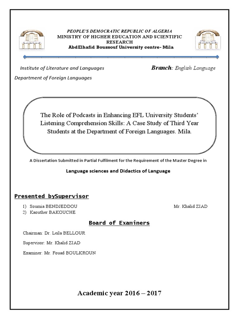 Enhancing EFL Listening with Podcasts | PDF | English As A Second Or ...