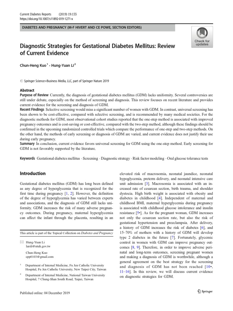 17 Diagnostic Strategies For Gestational Diabetes Mellitusreview | PDF ...
