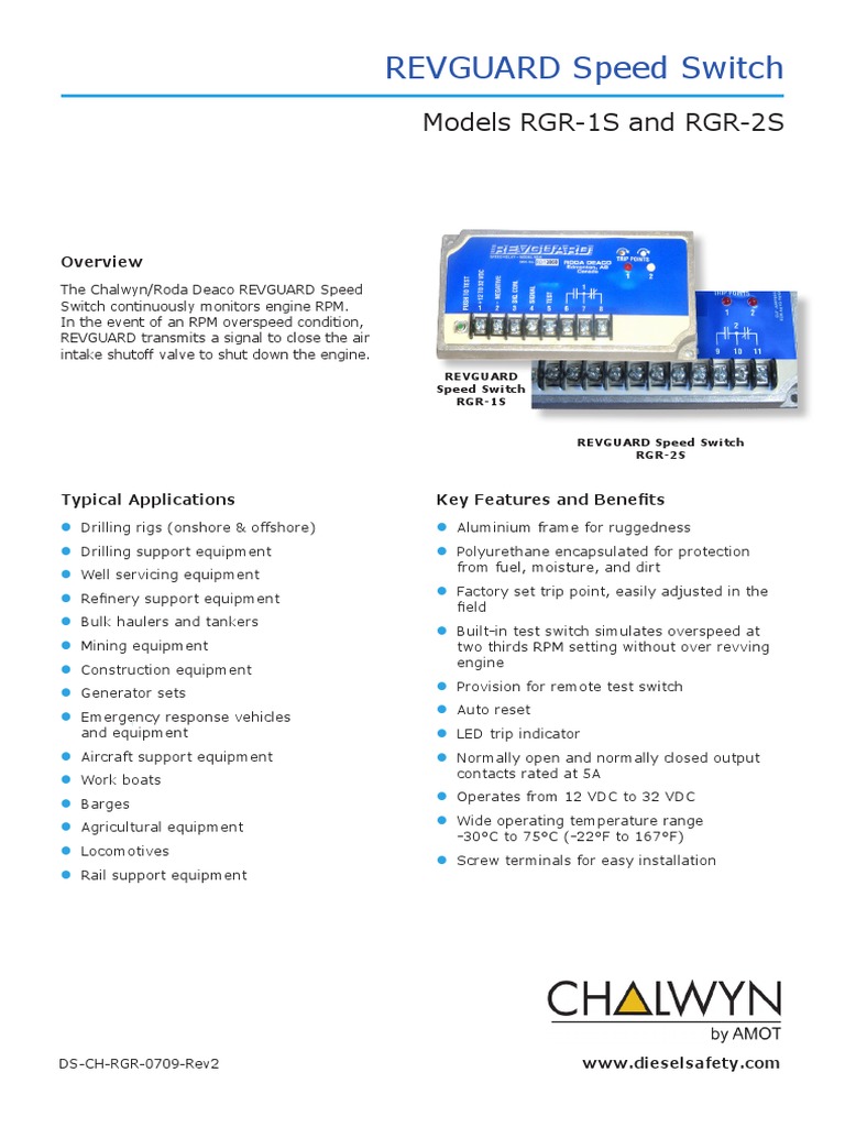 REVGUARD Speed Switch Models RGR1S and RGR2S PDF Switch