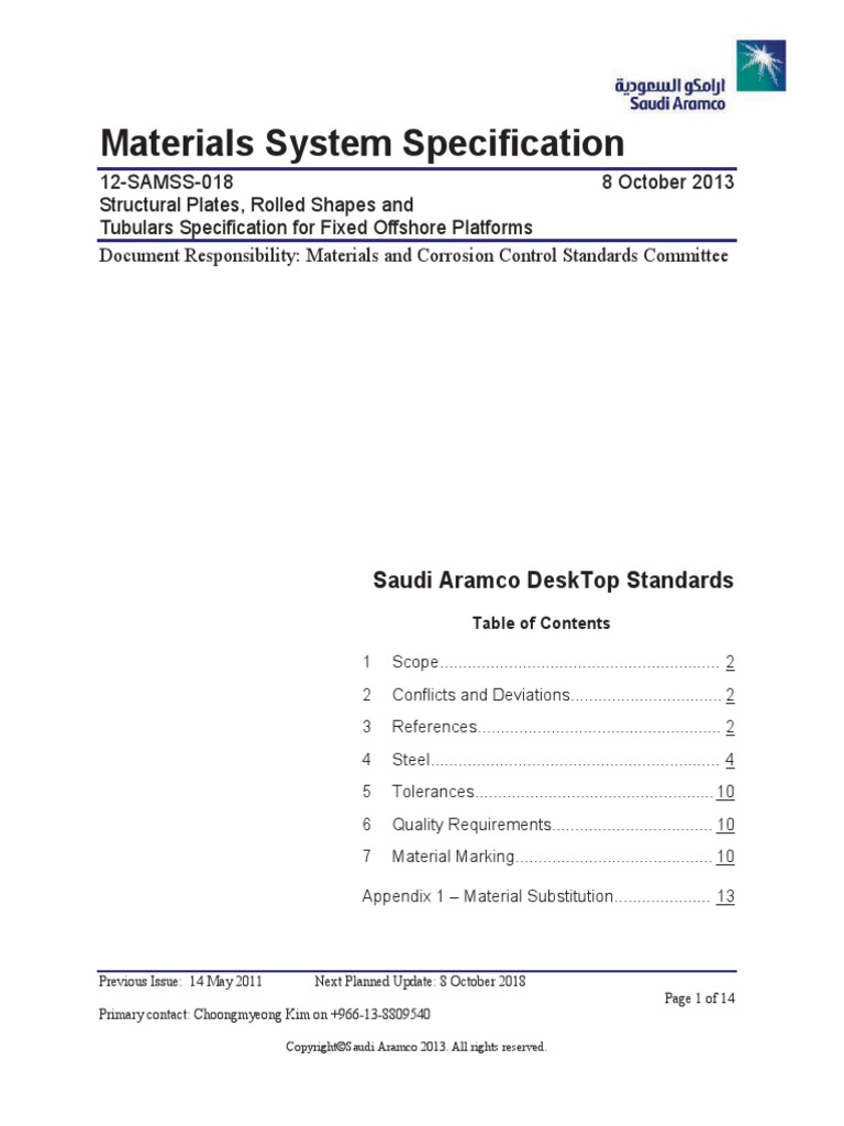 Saudi Aramco Engineering Standards Overview | PDF | Structural Steel ...