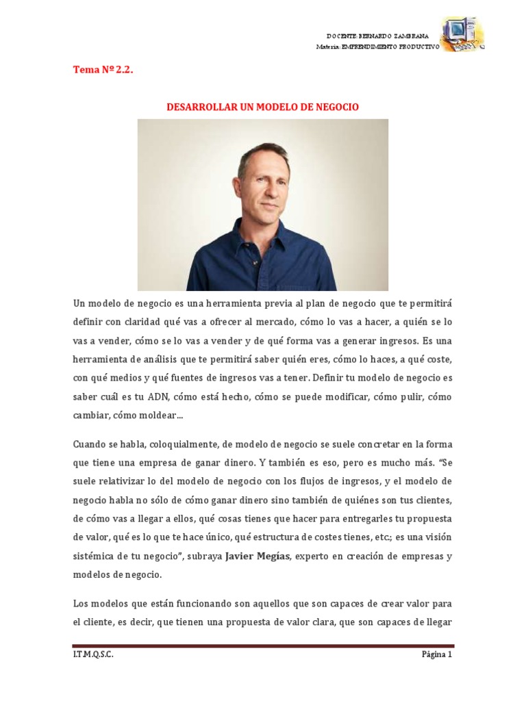 Cómo Desarrollar un Modelo de Negocio | PDF | Modelo de negocio ...