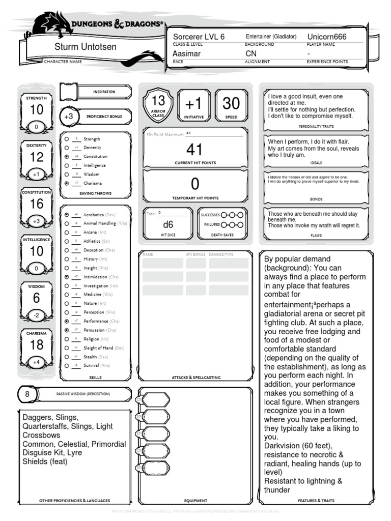 Sturm LVL 6 | PDF | Role Playing Games | Fantasy