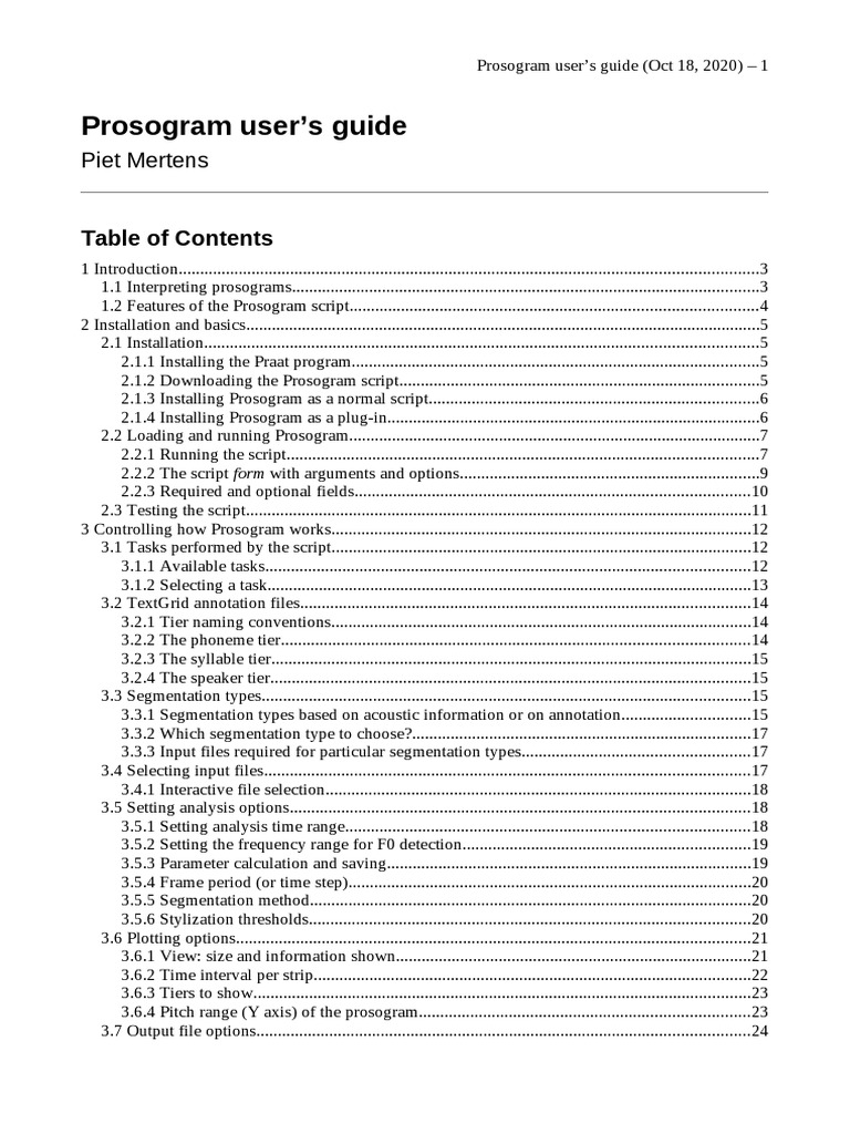 Prosogram User's Guide Overview | PDF | Syllable | Computer File
