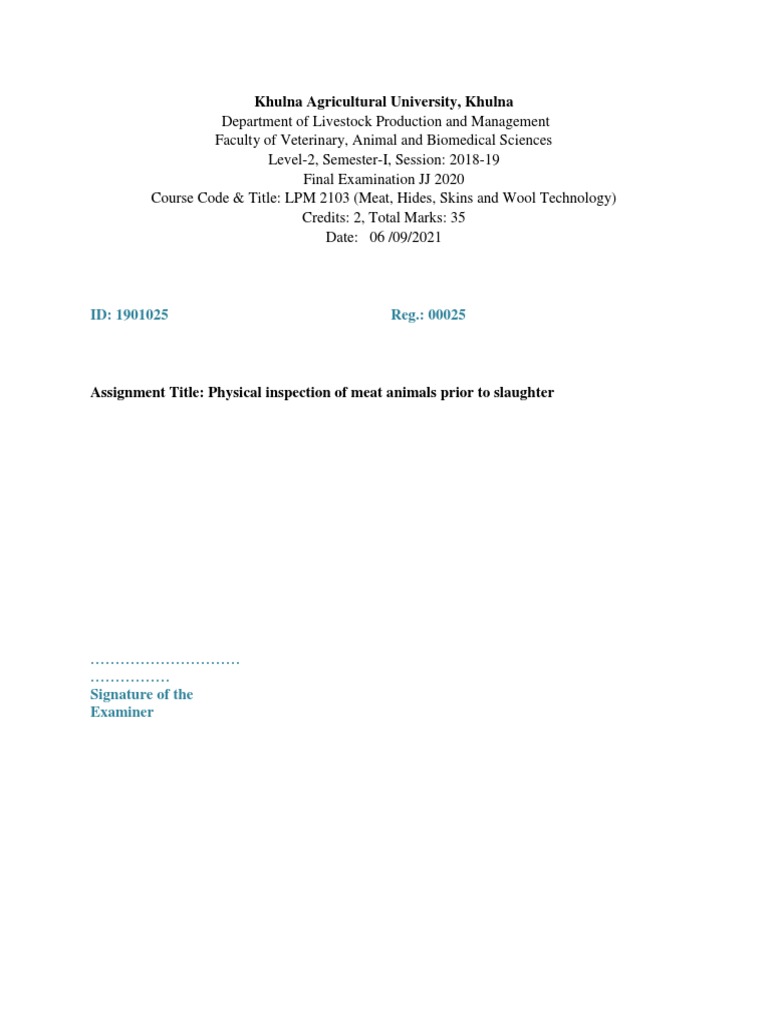 Meat Inspection Procedures for Slaughter | PDF | Animal Slaughter | Meat
